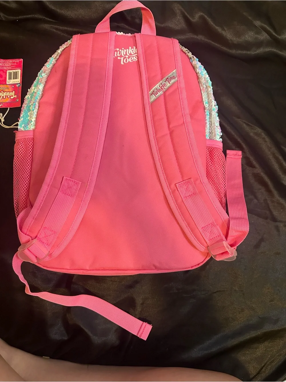 Skechers Rainbow Plush Sequin Kids Backpack with Pink Trim